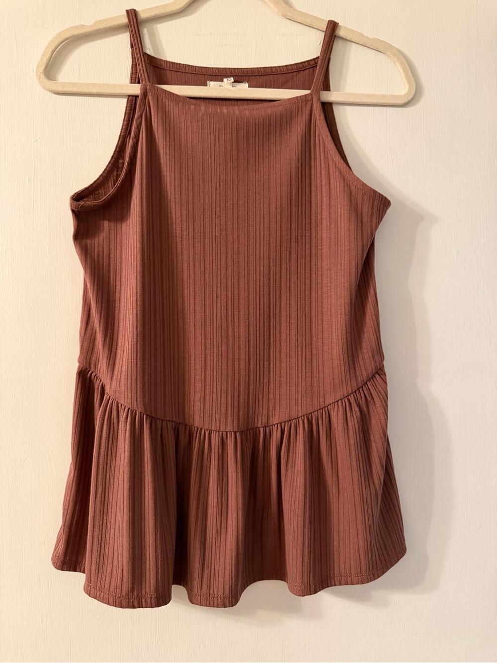 Maurices Ribbed Peplum Tank Top - Mauve